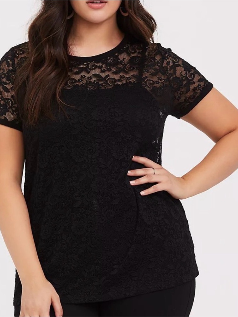 Torrid Black Floral Lace Sheer Short Sleeve Tee Top Plus Size 5 5X